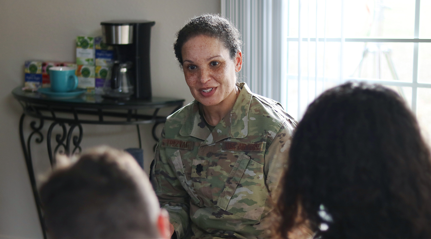 social walker talking to a patient