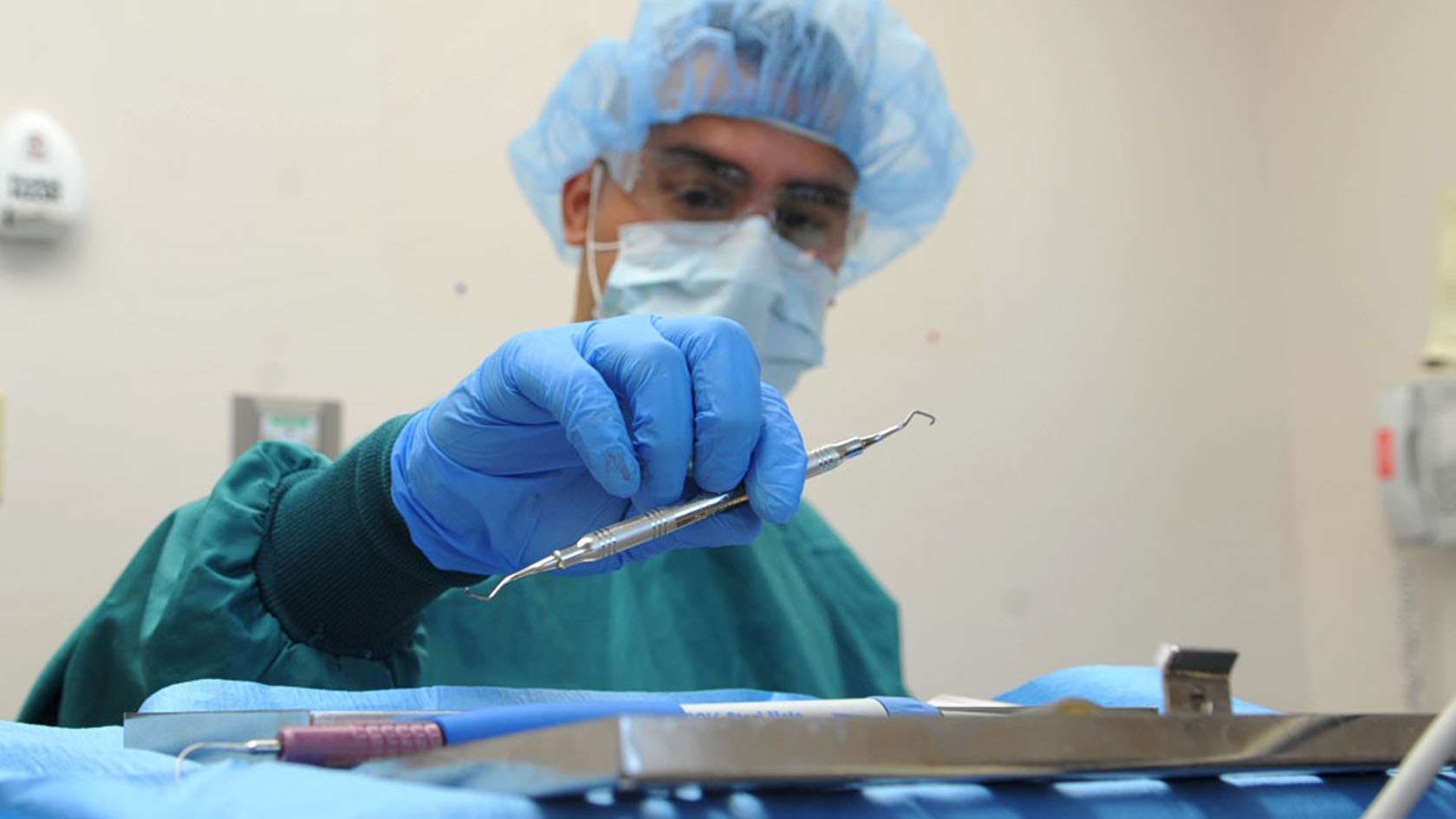 dental assistant preparing dental instruments