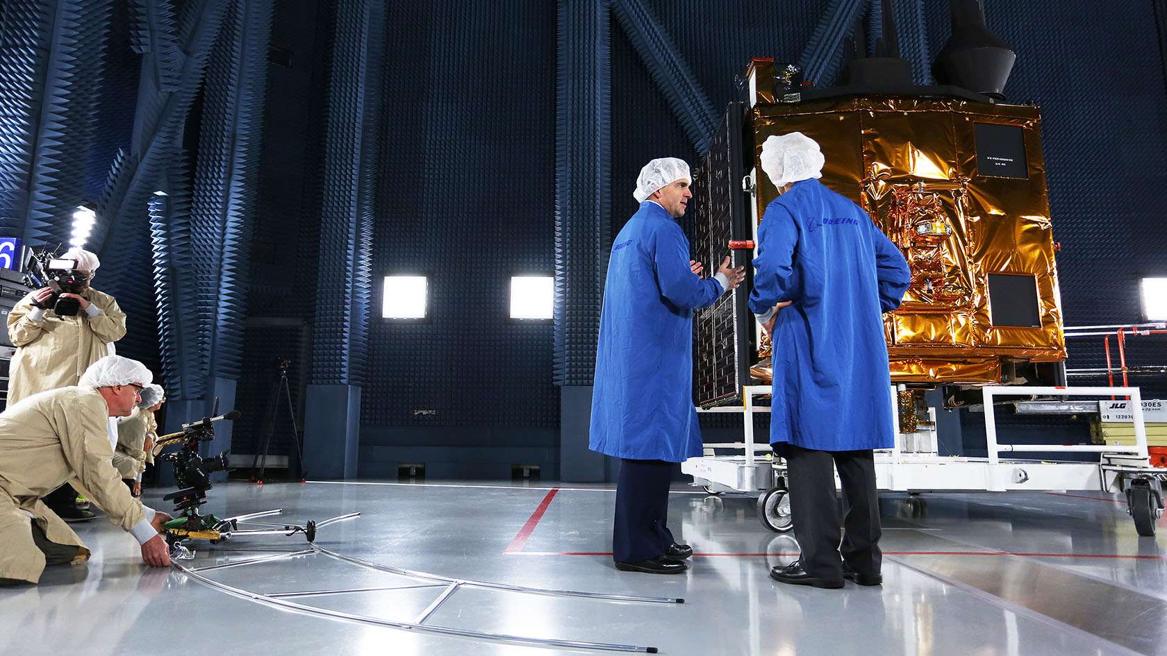 people checking space facility