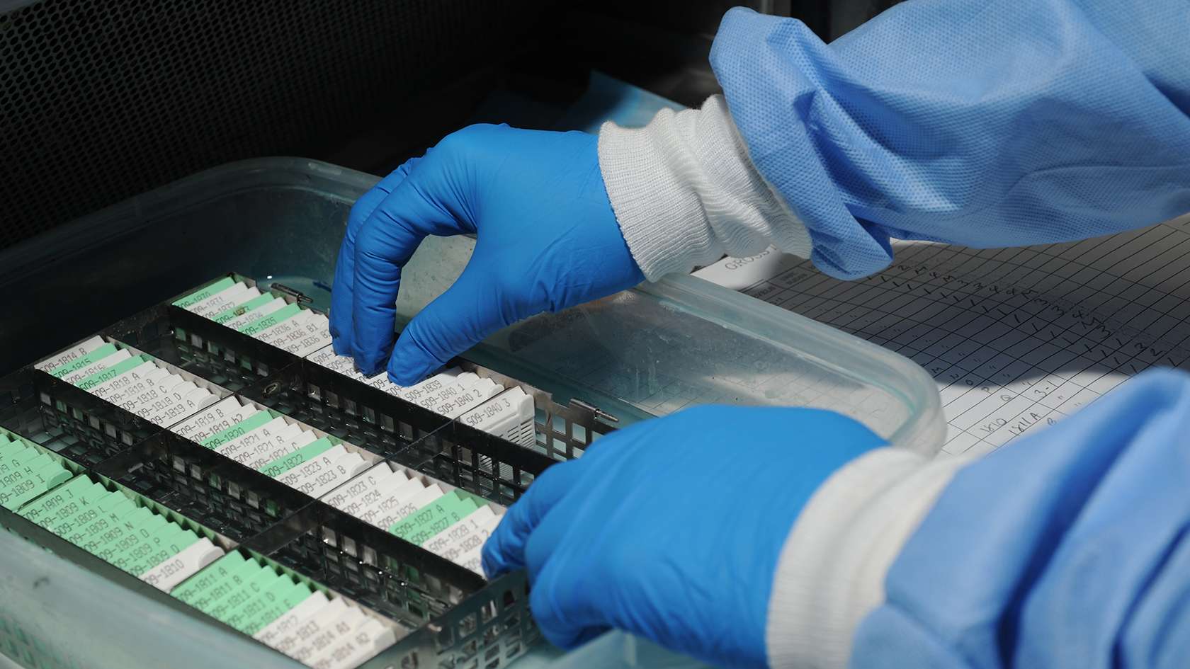 PATHOLOGIST organizing lab samples