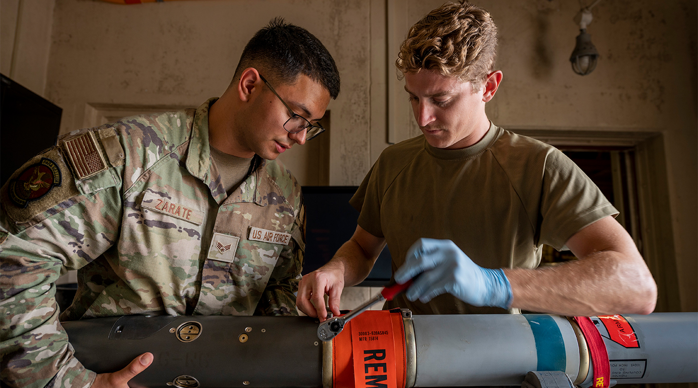 Airmen working on missile and space systems