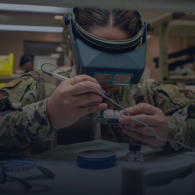 Airman working in dental lab