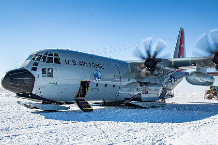 aircraft sitting on snow and ice