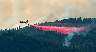 plane dropping fire retardant