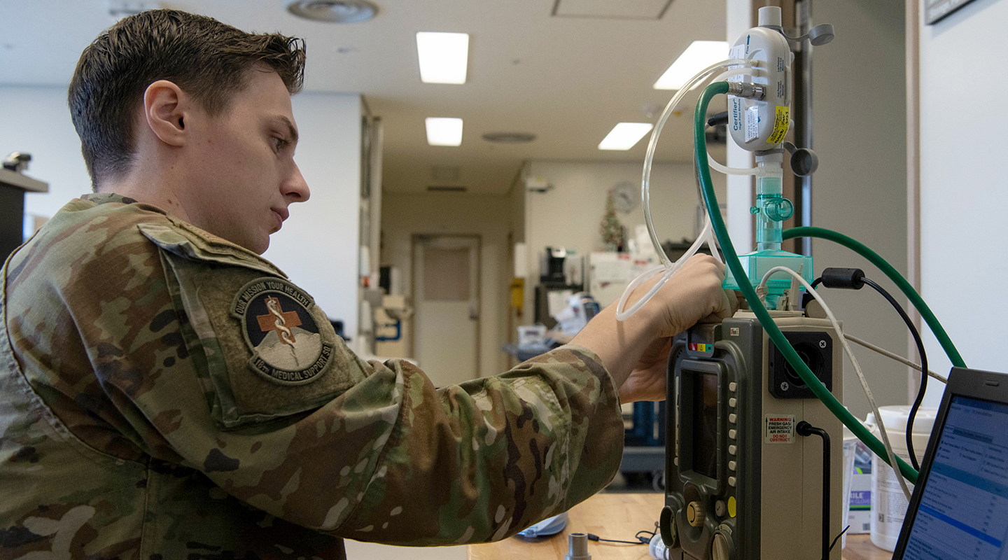airman using medical equipment