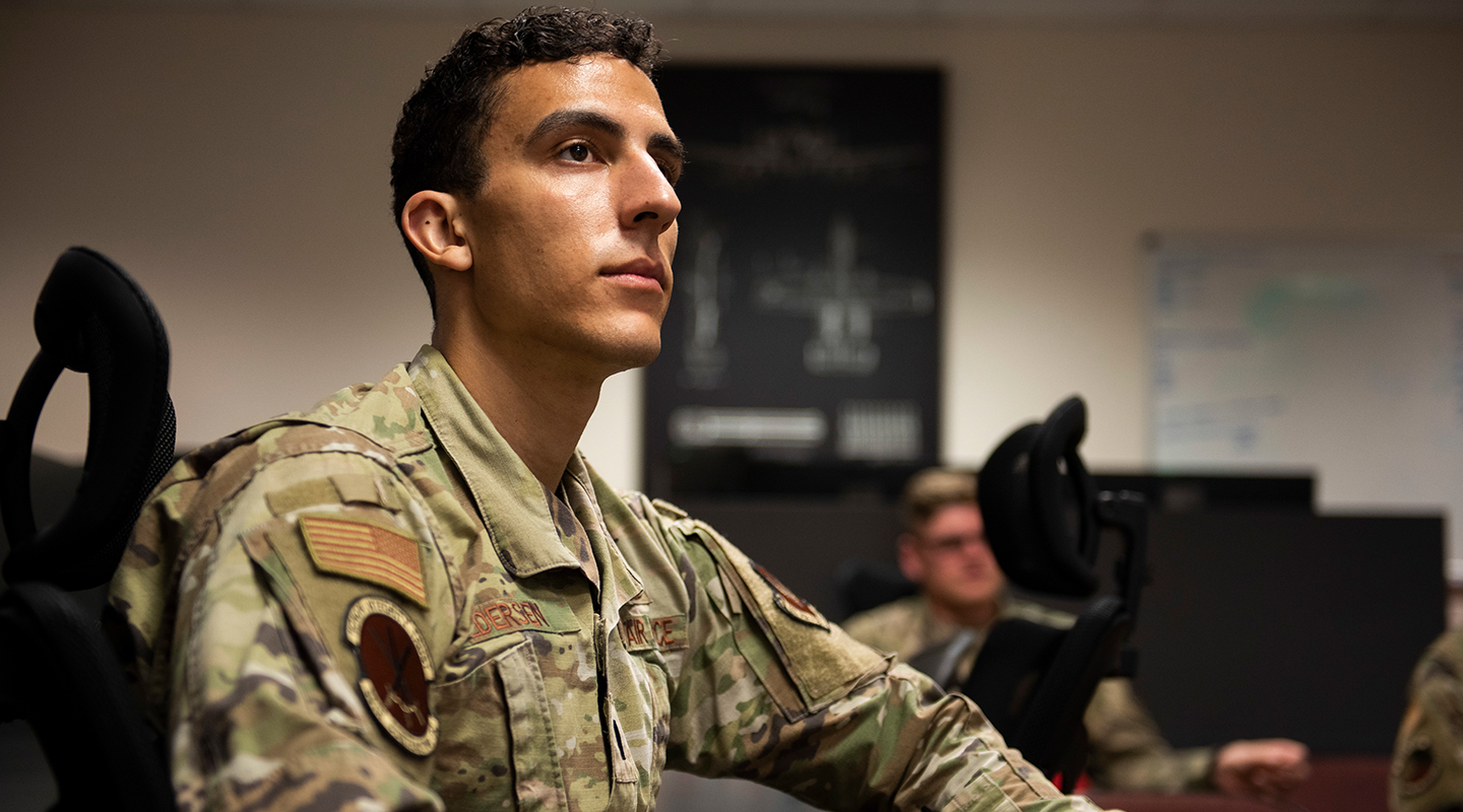 airman at desk