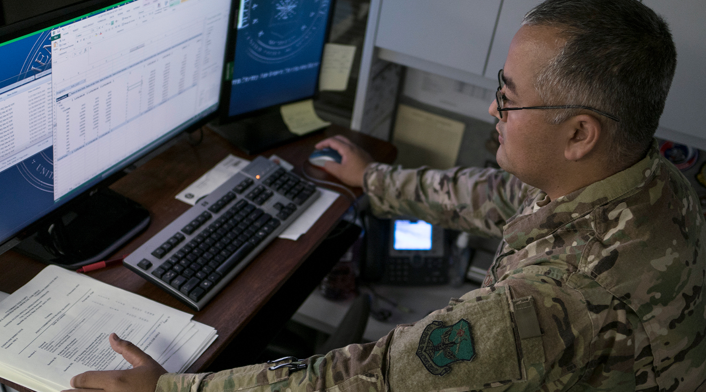 airman working at desk