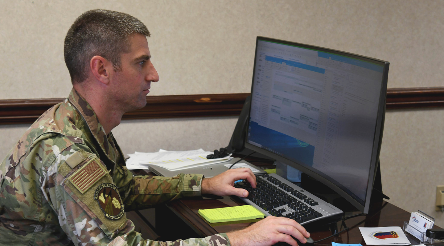 airman working at desk