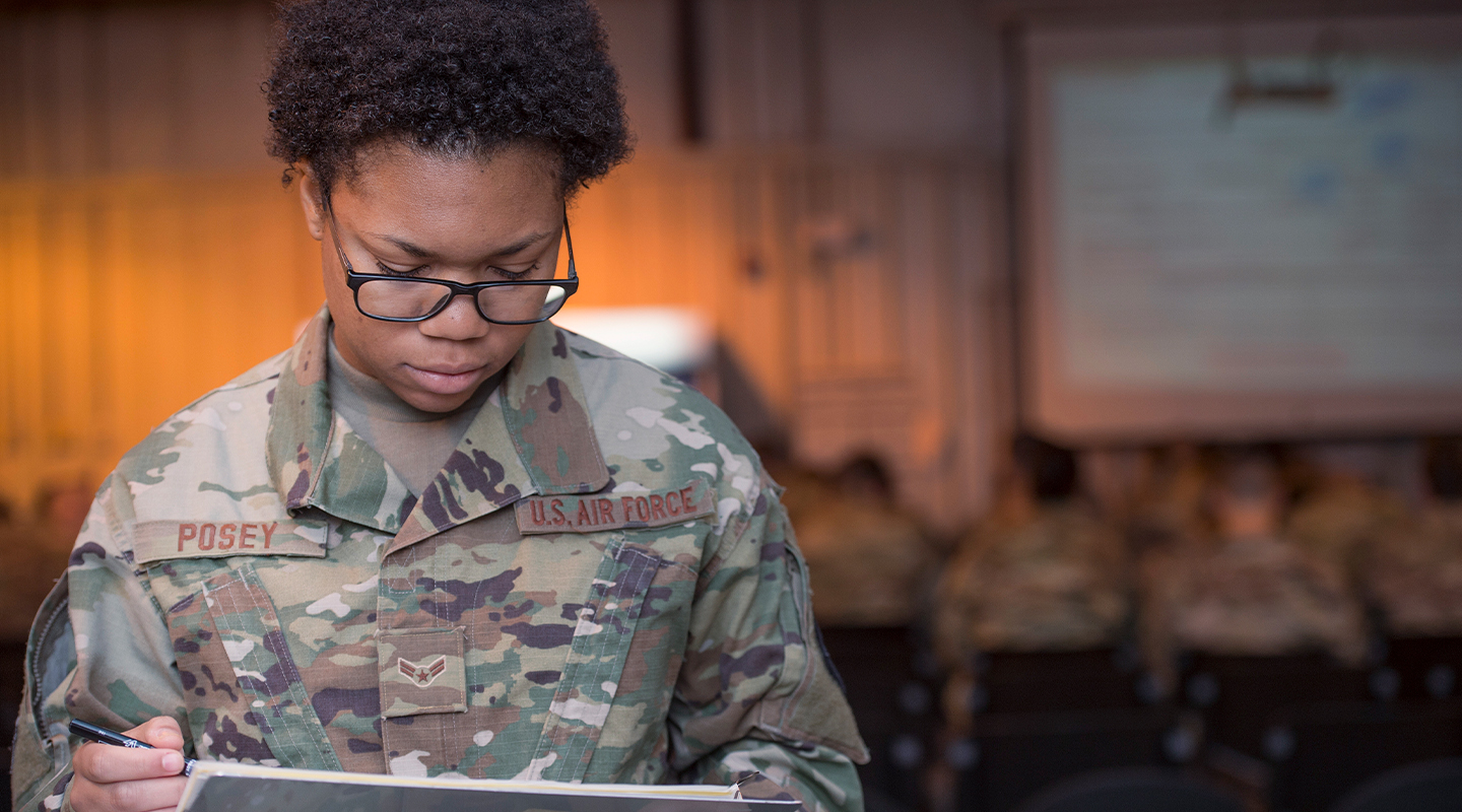 airman reviewing information