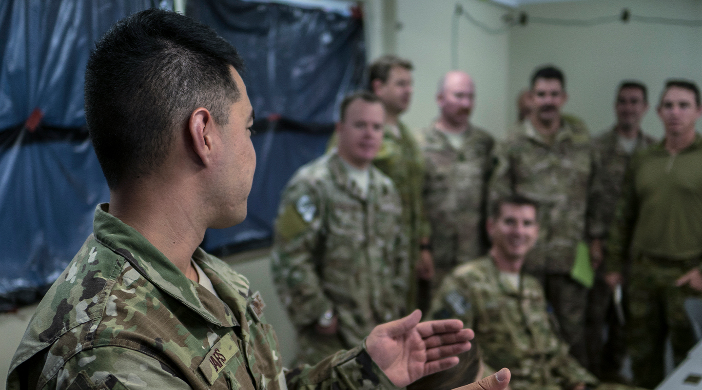 Air Force Intelligence Officers in discussion