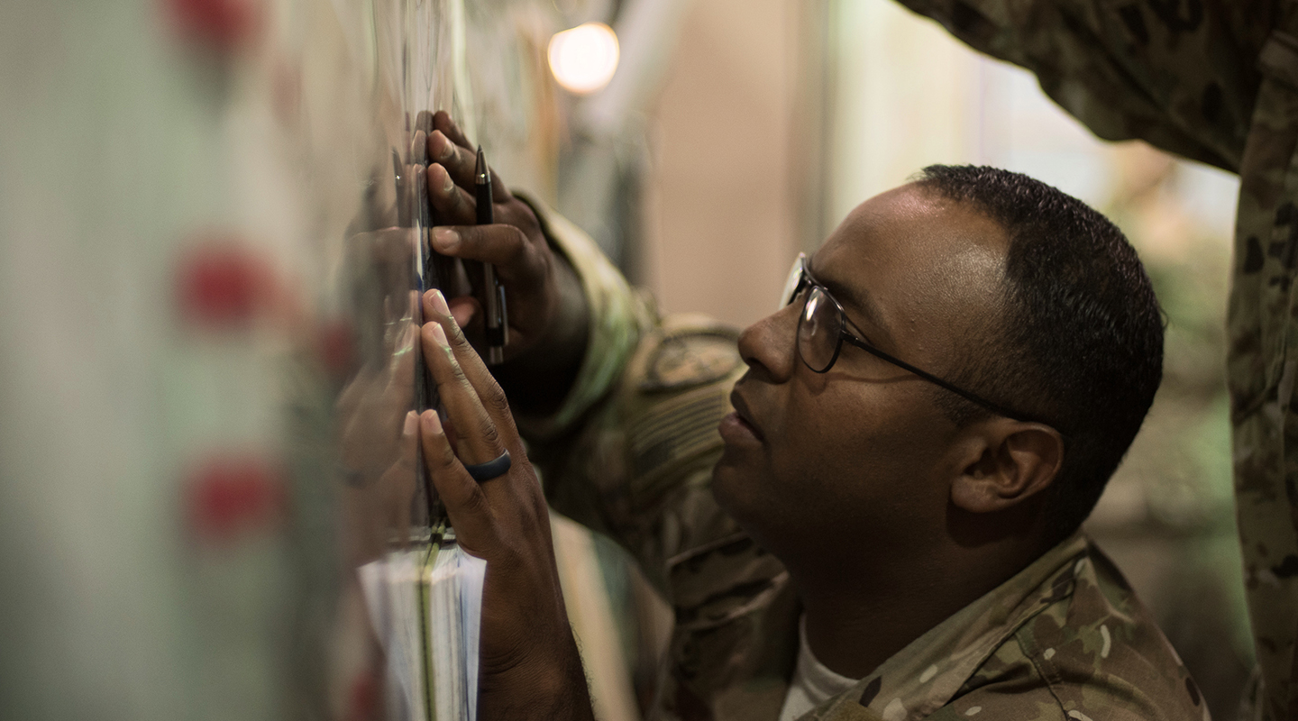 airman closing reviewing location on map