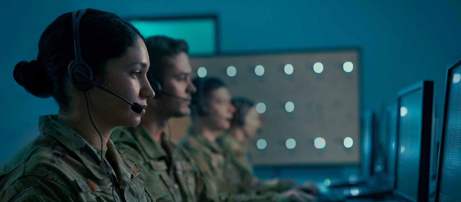 Air Force Reservists with headsets