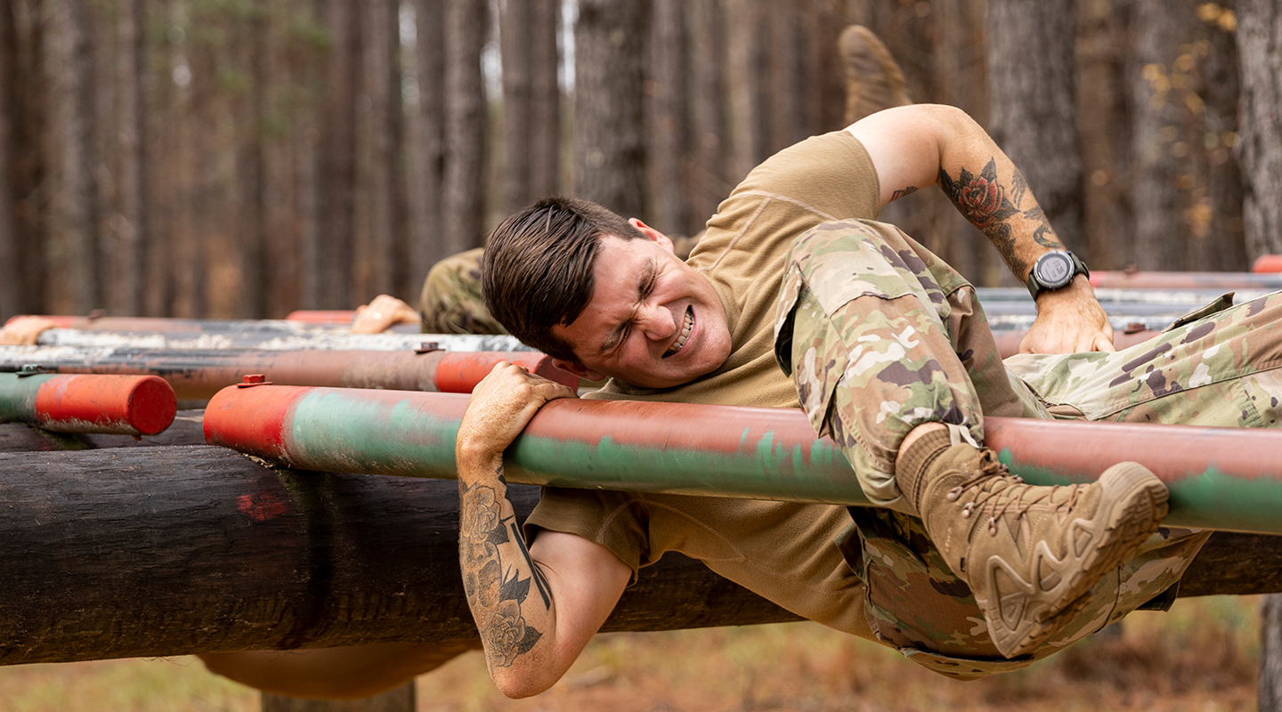 trainees going through obstacle course